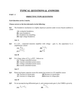 TYPICAL QUESTIONS & ANSWERS
 
PART - I
OBJECTIVE TYPE QUESTIONS
 
Each Question carries 2 marks.
 
Choose correct or the best