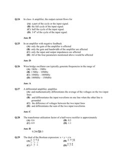  
Q.24      In class–A amplifier, the output current flows for
 
(A)  a part of the cycle or the input signal.
(B)  the full