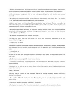 3. Method of wiring shall be EMT both exposed and embedded work with proper fitting and supports.
In cases where concealed co