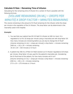 IV Fluid Calculation and Drop Factors | PDF | Intravenous Therapy ...
