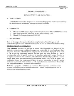 TRAINEE GUIDE 
Q-9B-0020L 
654 
FOR TRAINING USE ONLY 
 
 
Sheet 1 of 7 
 
INFORMATION SHEET 6-1-2 
 
INTRODUCTION TO AIR NAV