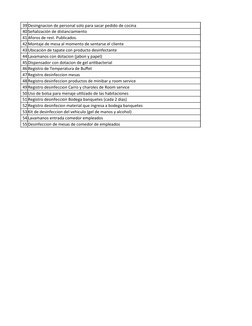 39 Desingnacion de personal solo para sacar pedido de cocina
40 Señalización de distanciamiento
41 Aforos de rest. Publicados