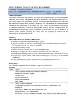 Computer Maintenance Course Overview | PDF | Technical Support ...
