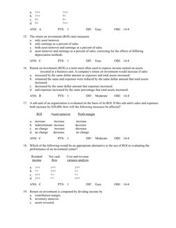 a.
Yes Yes
b.
Yes No
c.
No No
d.
No Yes
ANS: A
PTS:
1
DIF:
Easy
OBJ:
14-4
1