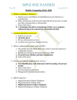 Mobile Computing MCQs and Answers | PDF | Cellular Network | Computer ...
