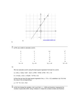 8. 
 
9.  
 
10. 
11. a) We use a table to calculate a and b.  
x 
y 
x y 
x 2  
0 
2 
0 
0 
1 
3 
3 
1 
2 
5 
10 
4 
3 
4
