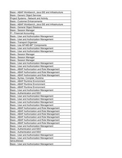 Basis - ABAP Workbench, Java IDE and Infrastructure
Basis - Generic Object Services
Project Systems - Network and Activity
Ba