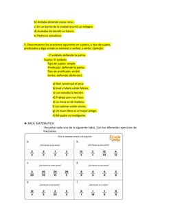 b) Andaba diciendo cosas raras. 
c) En un barrio de la ciudad ocurrió un milagro. 
d) Acababa de decidir su futuro. 
e) Pedro