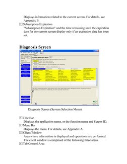 Displays information related to the current screen. For details, see
Appendix B.
 Subscription Expiration
"Subscription Expir