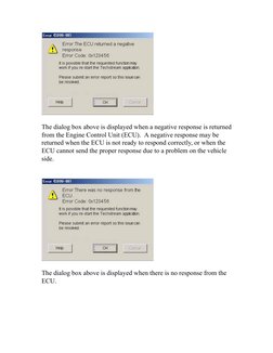 The dialog box above is displayed when a negative response is returned
from the Engine Control Unit (ECU).  A negative resp