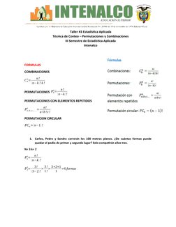 Taller de Permutaciones y Combinaciones | PDF | Ocio | Deportes