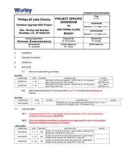 07QX84XX-E02-D785-00004 
Phillips 66 Lake Charles 
Distillate Upgrade HDS Project 
Site / Worley Job Number 
Westlake, LA /
