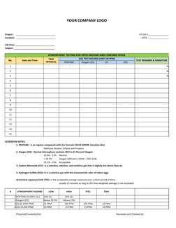 Atmospheric Gas Testing Record Form | PDF | Materials | Gases