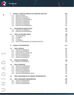 Precálculo 
6 
5 
UNIDAD 5 CONCEPTOS BÁSICOS DE GEOMETRÍA ANALÍTICA 
410 
5.1.1 
OBJETIVO GENERAL 
410 
5.1.2 
OBJETIVOS ES