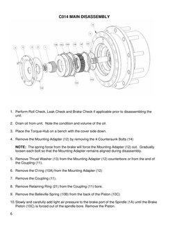 C014 MAIN DISASSEMBLY 
 
 
 
1. Perform Roll Check, Leak Check and Brake Check if applicable prior to disassembling the 
unit