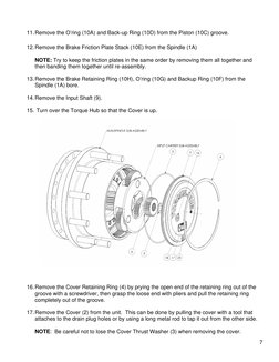 11. Remove the O’ring (10A) and Back-up Ring (10D) from the Piston (10C) groove. 
 
 
12. Remove the Brake Friction Plate S