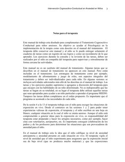 Intervención Cognoscitivo-Conductual en Ansiedad en Niños
Notas para el terapeuta
Este m