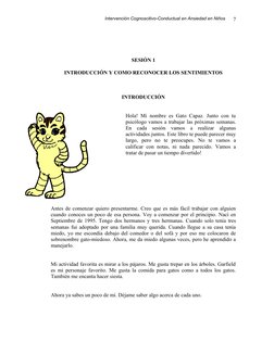 Intervención Cognoscitivo-Conductual en Ansiedad en Niños
SESIÓN 1
INTRODUCCIÓN Y COMO R