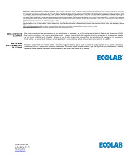 DECLARACIÓN DE 
GARANTÍA 
 
 
POLÍTICA DE 
SOSTENTABILIDAD 
DE ECOLAB 
 
Nebulización no sanitaria de incubador