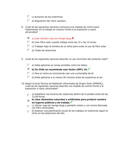c) Aumento de las endorfinas.
d) Regulación del ritmo cardiaco.
8. ¿Cuál de las siguientes opciones menciona una medida de co