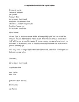 Modified Block Style Letter Examples | PDF | Paragraph | Written ...