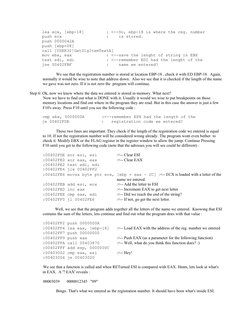 lea ecx, [ebp-18]         : <--So, ebp-18 is where the reg. number 
     push ecx                  :    is stored.