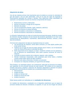 Adquisición de datos:
Una de las materias primas más importantes para el analista es conocer la velocidad de
giro del equipo