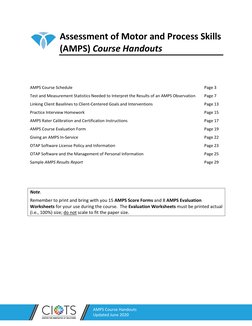 AMPS Course Handouts Overview | PDF | Occupational Therapy | Standard Score
