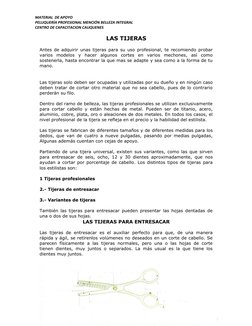MATERIAL  DE APOYO 
PELUQUERÍA PROFESIONAL MENCIÓN BELLEZA INTEGRAL 
CENTRO DE CAPACITACION CAUQUENES
LAS TIJERAS
Antes de ad