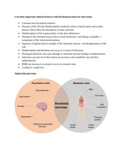 Correlate important clinical features with biochemical basis for Starvation

Common less developed countries

Diseases of t
