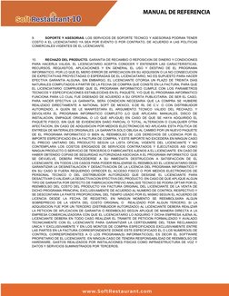 MANUAL DE REFERENCIA 
 
9. 
SOPORTE Y ASESORIAS. LOS SERVICIOS DE SOPORTE TECNICO Y ASESORIAS PODRAN TENER 
COSTO A EL