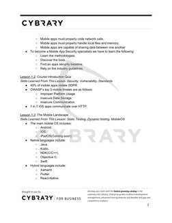  
 
 
 
 
○
Mobile apps must properly code network calls. 
○
Mobile apps must properly handle local files and memory. 
○
Mobi