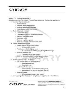  
 
 
 
 
 
Lesson 1.10​: Tools for Testers Part 1 
Skills Learned From This Lesson: Forensic Testing, Reverse Engineering, A