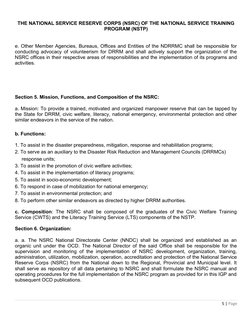 Overview of the National Service Reserve Corps | PDF | Emergency ...