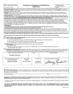 Seven Lakes High School
School Name/Home School 
Verification of Enrollment and Attendance 
(VOE) Form 
101-914-010
County-Di