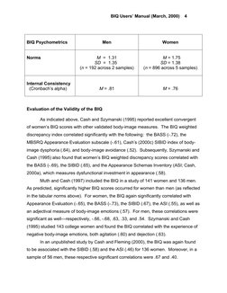 BIQ Users' Manual and Validation Guide | PDF | Body Image | Cognitive ...