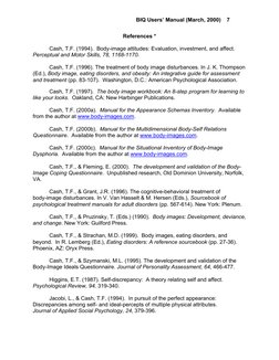 Body Image Questionnaire.pdf BIQ Users' Manual and Validation Guide | PDF | Body Image | Cognitive ...