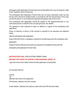 Anticipatory Bail Application Format Guide | PDF | Bail | Arrest