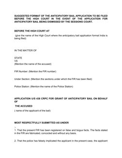 Anticipatory Bail Application Format Guide | PDF | Bail | Arrest
