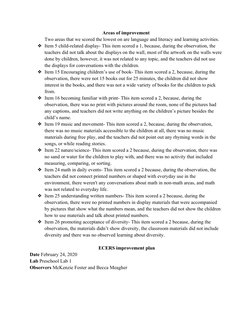 ECERS-3 Assessment and Improvement Plan | PDF | Classroom | Literacy
