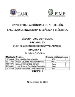 UNIVERSIDAD AUTÓNOMA DE NUEO LEÓN.
FACULTAD DE INGENIERIA MECÁNICA Y ELÉCTRICA.
LABORATORIO DE