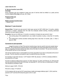 Article 95: Service Incentive Leave Guide | PDF | Parental Leave ...