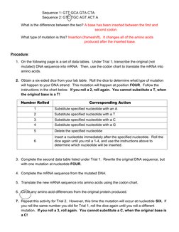 Sequence 1: GTT GCA GTA CTA
Sequence 2: GTC TGC AGT ACT A
What is the difference between the two? A base has been inserted be