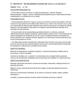 2°  PROYECTO  “MI RECORRIDO DIARIO,DE CASA A LA ESCUELA”
TIEMPO: 12/04     al  7/05
SITUACIÓN PROBLEMÁTICA:
   El niño debe c
