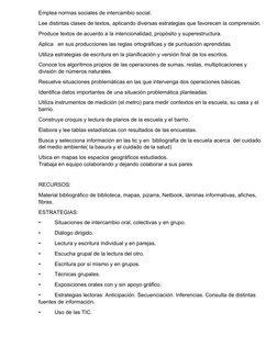 Emplea normas sociales de intercambio social.
Lee distintas clases de textos, aplicando diversas estrategias