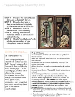 Creating Your Identity Box Project | PDF | Psychological Concepts ...