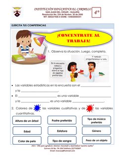 Actividades de Estadística para 4° Primaria | PDF | Estadísticas | Science