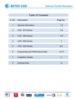S. No
Description
Page No
1
General Information
1-2
2
VCD - B10 Series
3-4
3
VCD - B20 Series
5-6
4
VCD - B30 Series
 7
5
VCD