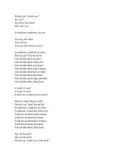 Green Eggs and Ham Poem Text | PDF | Random House Books | Books