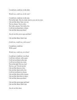 Green Eggs and Ham Poem Text | PDF | Random House Books | Books